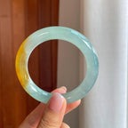 冰种黄翡翡翠圆条手镯（54.4mm)（yc380049）