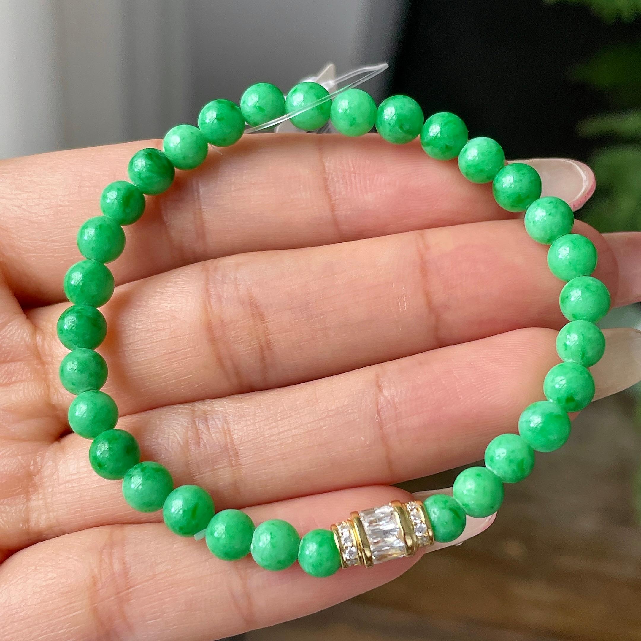 细糯种满绿手串         天然缅甸A货翡翠（yc445871）