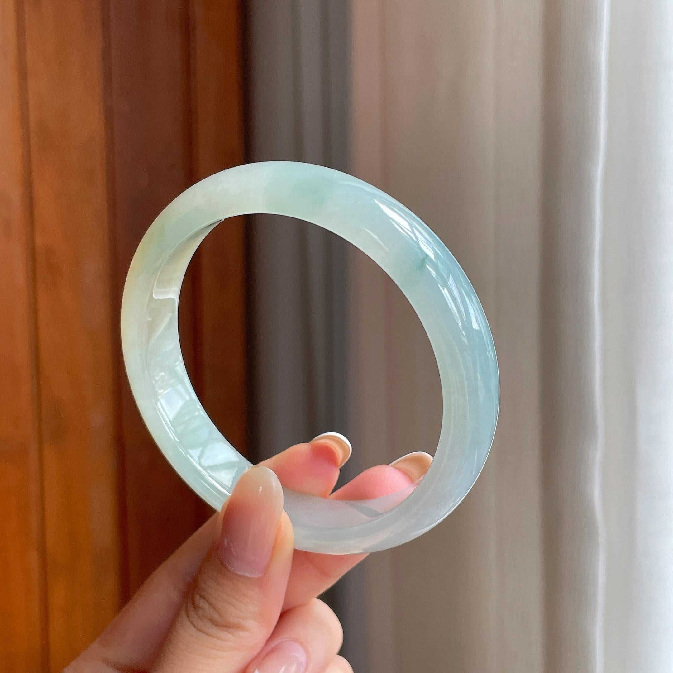 糯冰黄翡翡翠平安镯（61.2mm)（yc406284）