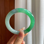 糯冰阳绿翡翠圆条手镯（56.6mm）（yc310537）