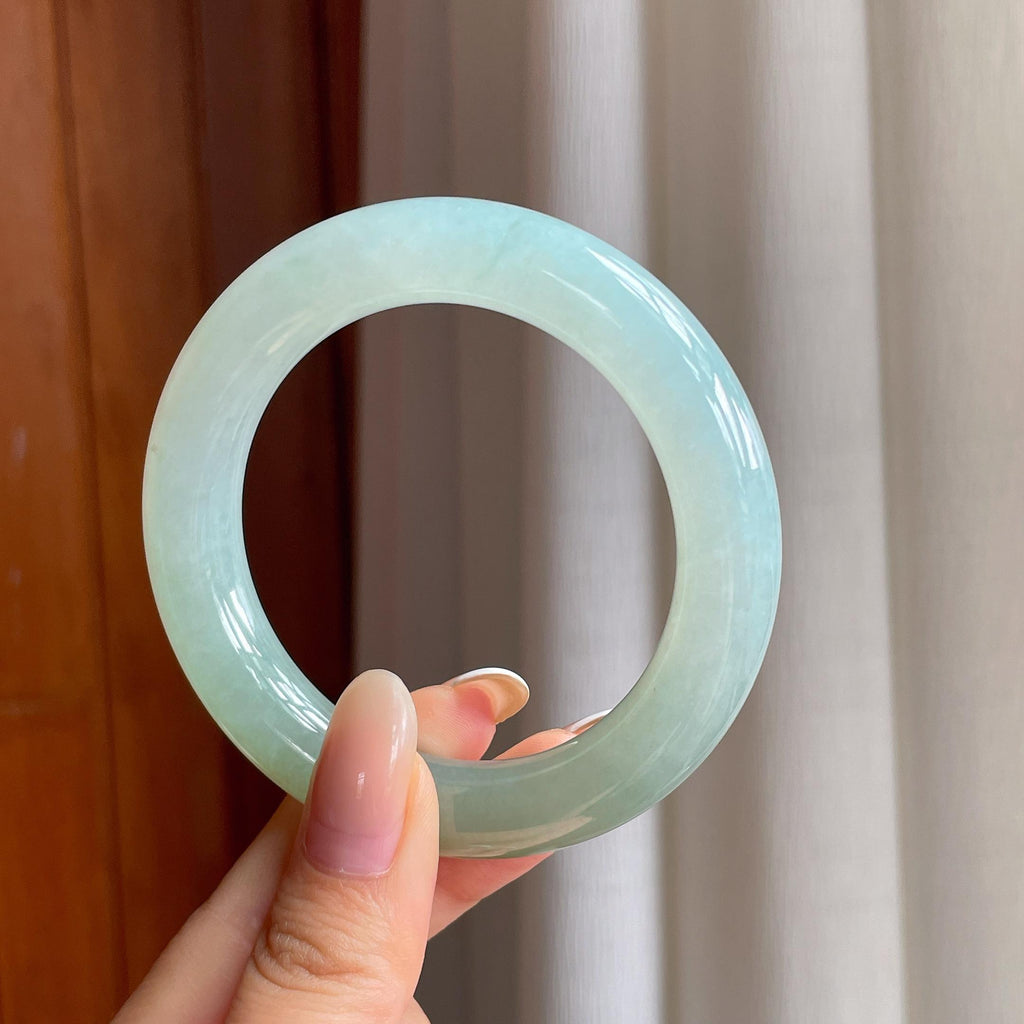 糯冰黄翡翡翠圆条手镯（53mm)（yc414705）