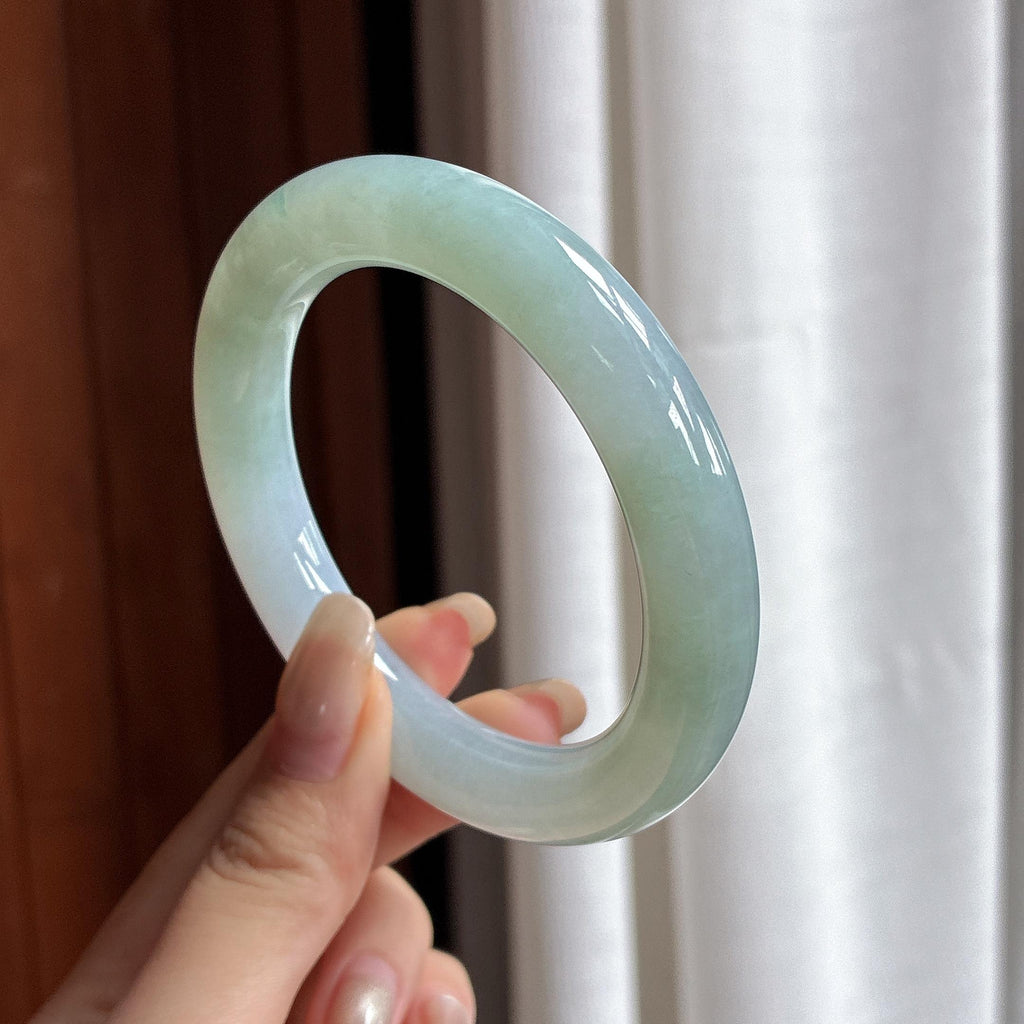 细糯种晴底圆条手镯 56圈 天然缅甸A货翡翠（yc466306）