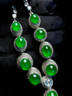 铜托冰种满绿翡翠套链（yc268246）