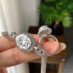 18K金钻镶冰种紫罗兰蛋面手链/吊坠/戒指（两件套）（yc252246）