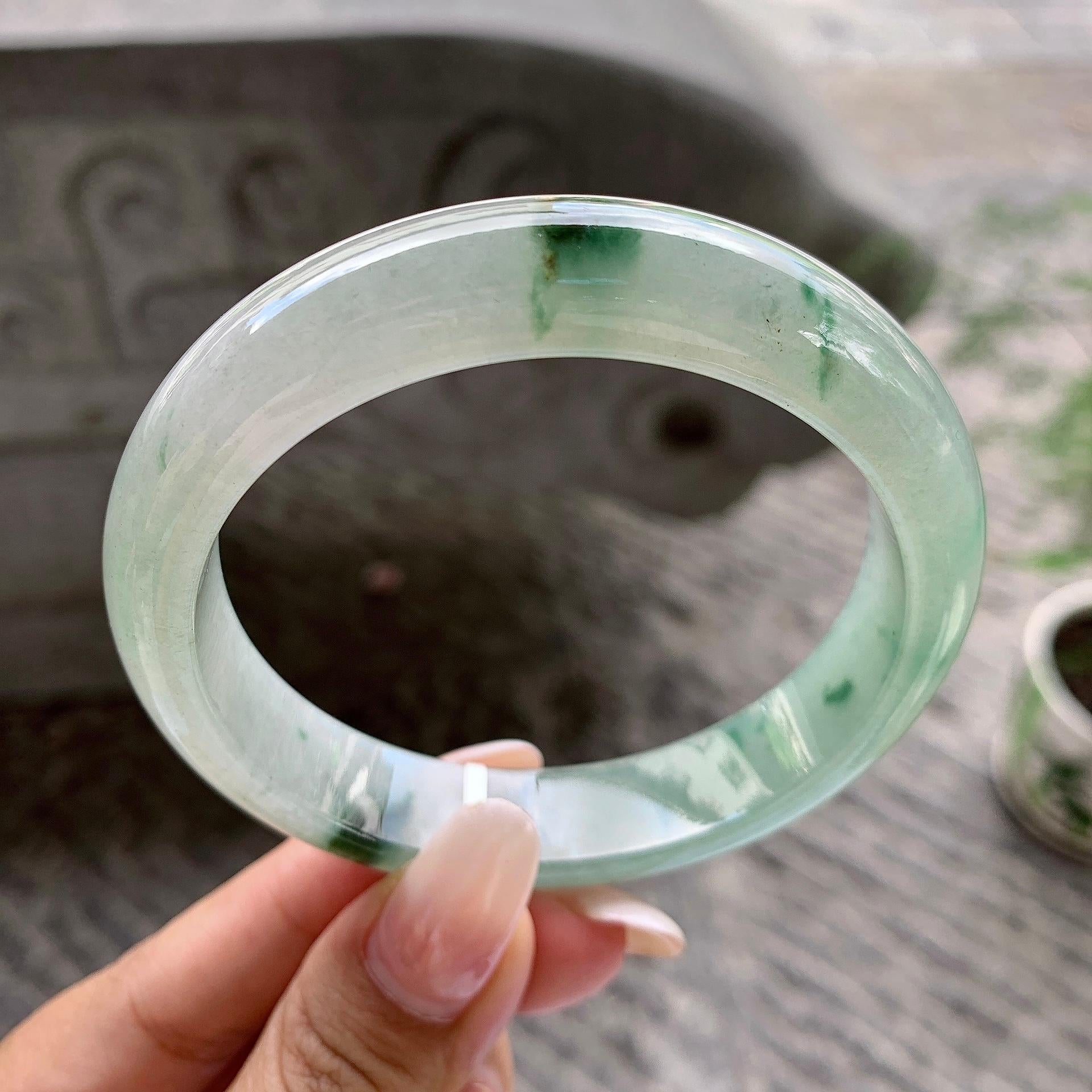 细糯种飘花平安镯（59.2mm）（yc202386）