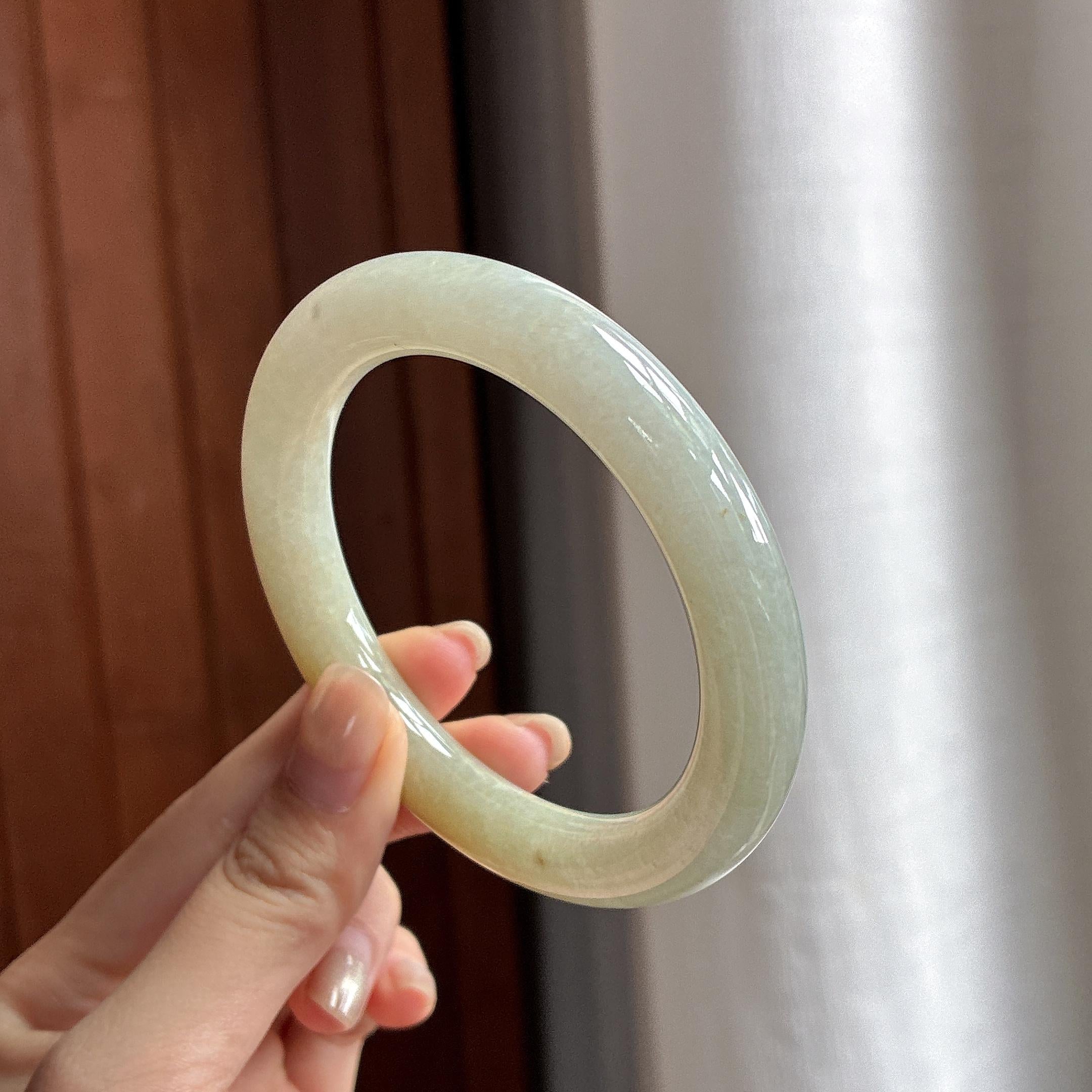 细糯种黄翡圆条手镯 58圈 天然缅甸A货翡翠（yc484549）