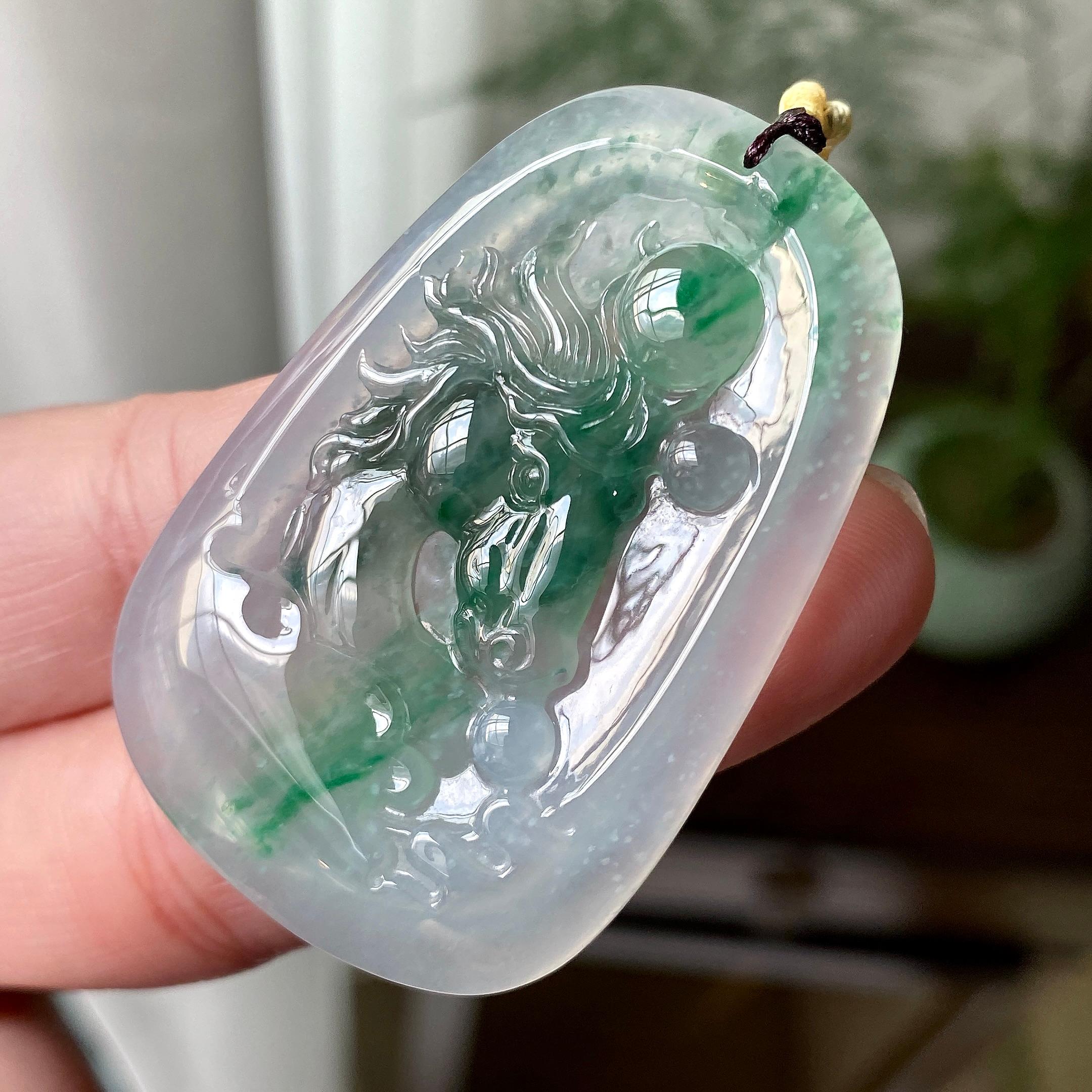 糯冰种飘花马牌吊坠（yc304268）