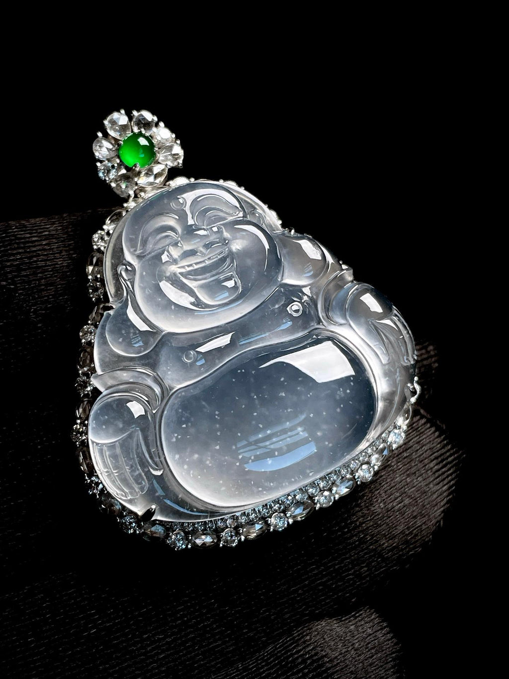 18k金钻镶冰玻种翡翠佛公（yc269681）