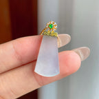 18k金镶冰种翡翠无事牌（yc244876）