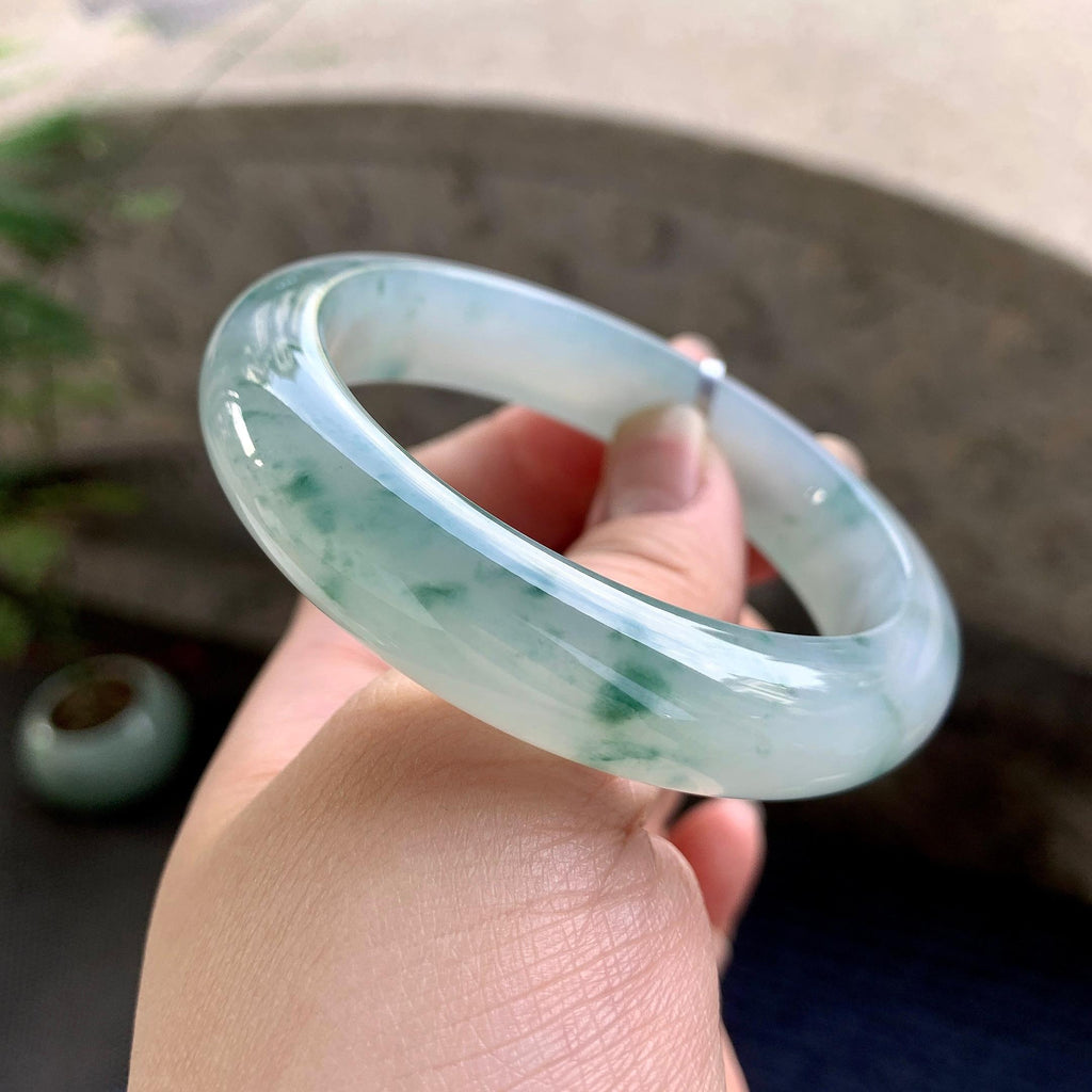 糯冰种飘花平安镯（55mm）（yc264529）