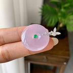 18K金钻镶糯冰种淡粉底平安扣吊坠（yc248216）