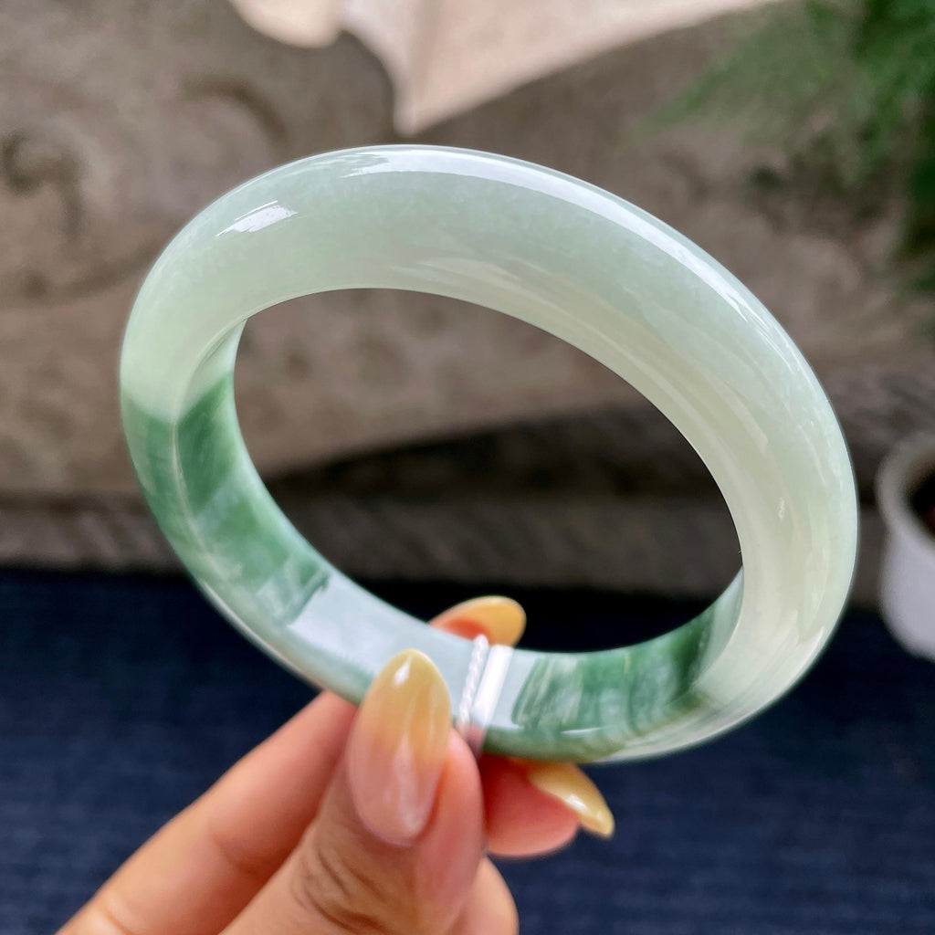 细糯种飘花正圈平安镯57.6圈 天然缅甸A货翡翠（yc460679）