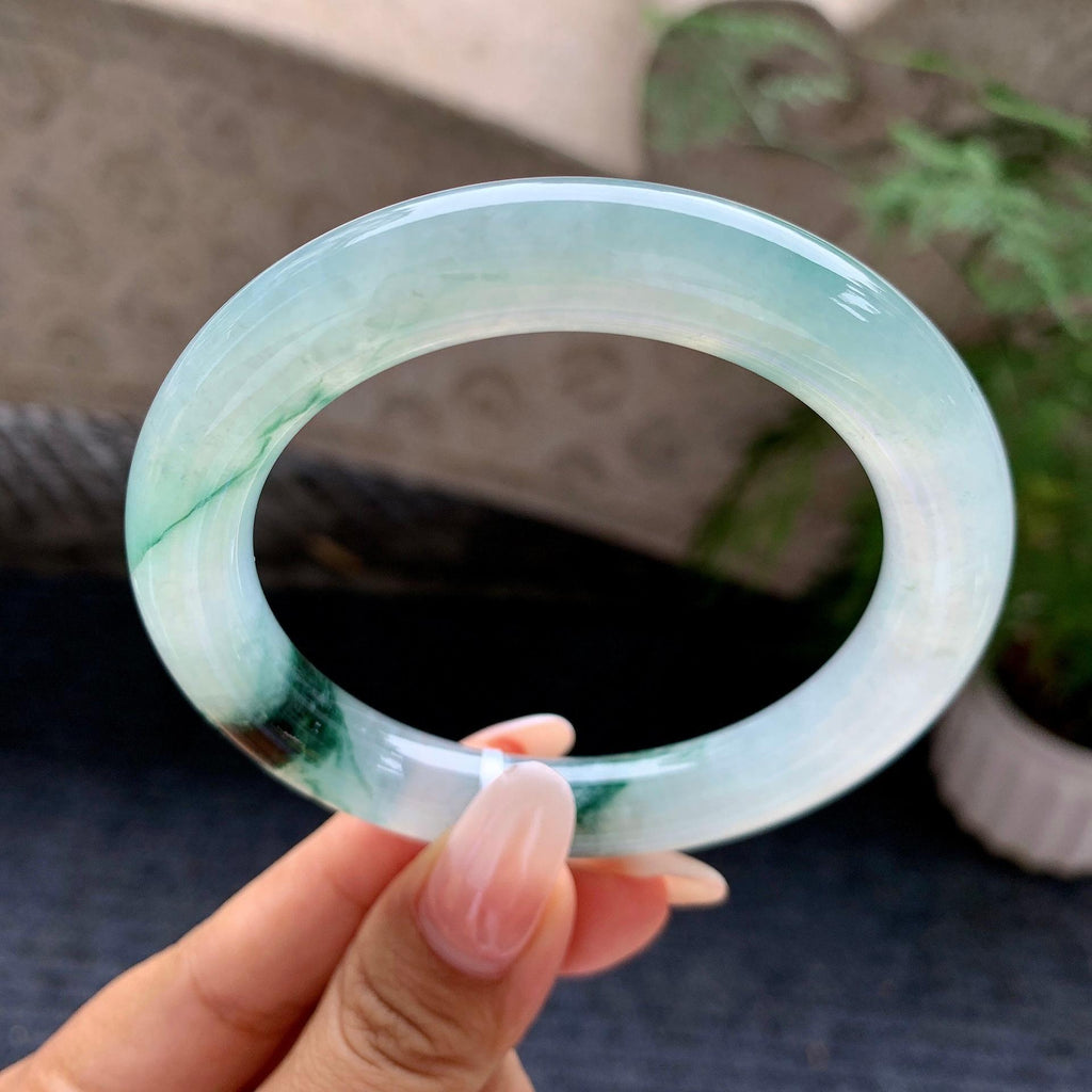 糯冰种飘花圆条手镯（58mm）（yc197612）
