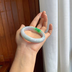 糯种带色翡翠平安镯（54.8mm）（yc276556）