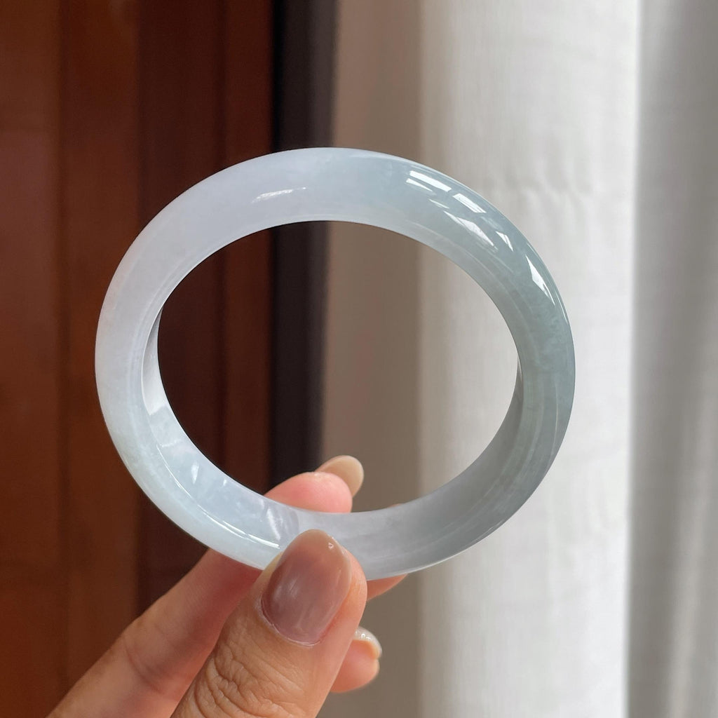 冰种淡底色翡翠平安镯（57mm）（yc404790）