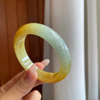 糯冰黄翡翡翠平安镯（58mm）（yc268219）