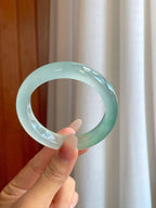 冰玻种带色翡翠平安镯（58.5mm）（yc269014）