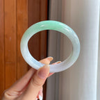 糯冰带色翡翠平安镯（59.5mm)（yc399305）