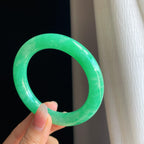 糯冰果绿满绿翡翠圆条手镯（56mm）（yc316663）
