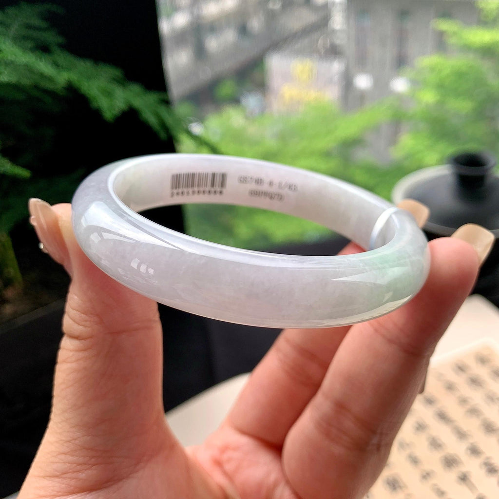 细糯种淡春彩正圈平安镯 57.8圈口 天然缅甸A货翡翠（yc473080）