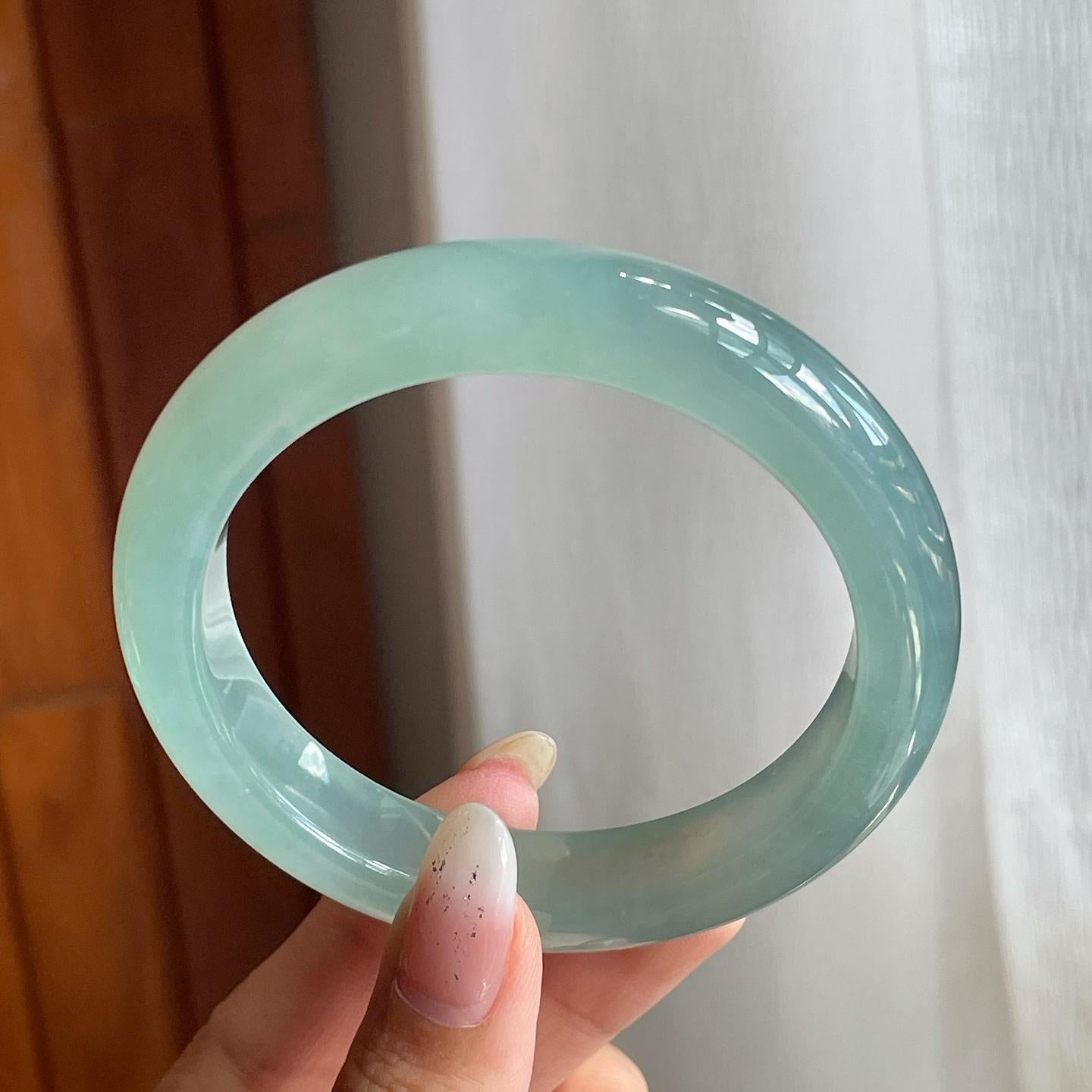 冰种晴底翡翠平安镯（57.5mm）（yc216835）