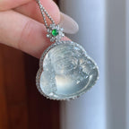 18k金钻镶冰种淡晴底翡翠财神（yc265739）