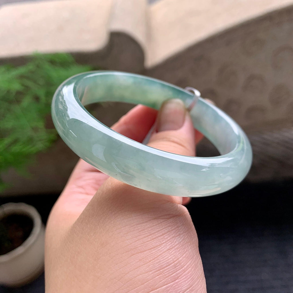 糯冰种飘花平安镯（57.2mm）（yc196519）