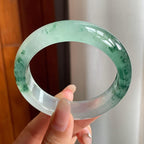 冰玻种飘花翡翠宽版平安镯（55mm）（yc200659）