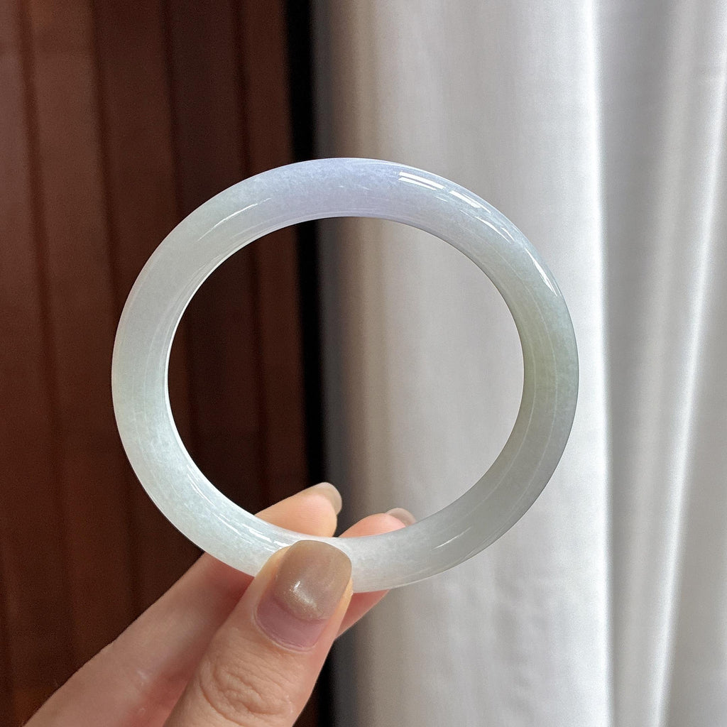 细糯种淡紫罗兰圆条手镯 57圈 天然缅甸A货翡翠（yc483609）