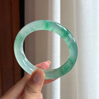 高冰飘花翡翠平安镯（54.3mm)（yc423072）