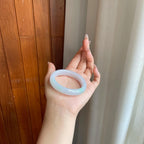 糯冰白底青翡翠贵妃镯（53mm）（yc277418）