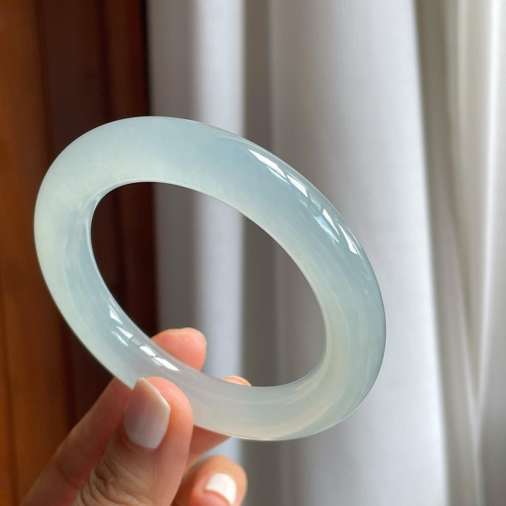 冰种晴底翡翠圆条手镯（54.5mm）（yc247654）