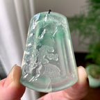 冰种晴水山水牌挂件（yc215946）