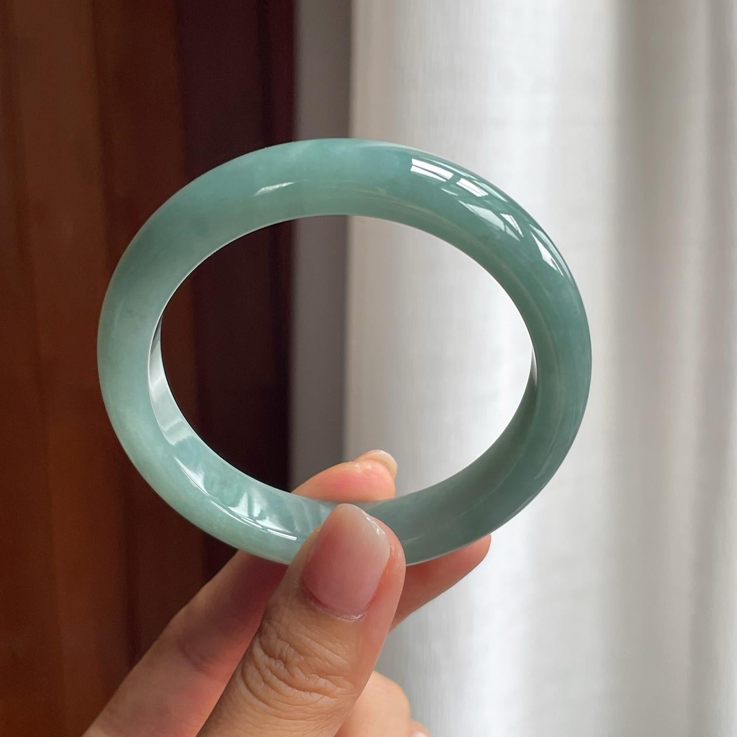 糯冰湖水绿翡翠平安镯（57.5mm）（yc377982）