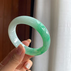 糯冰带色翡翠平安镯(54mm)（yc415368）
