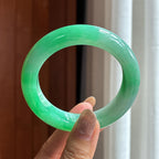 Vòng tay bình an ngọc phỉ thúy băng lạp mang màu, vòng tay bình an chính khuyên, size 55, ngọc phỉ thúy tự nhiên loại A Myanmar (yc451494)