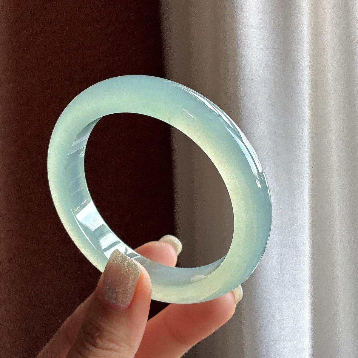 高冰种起光带底色正圈平安镯 56圈（yc760067）
