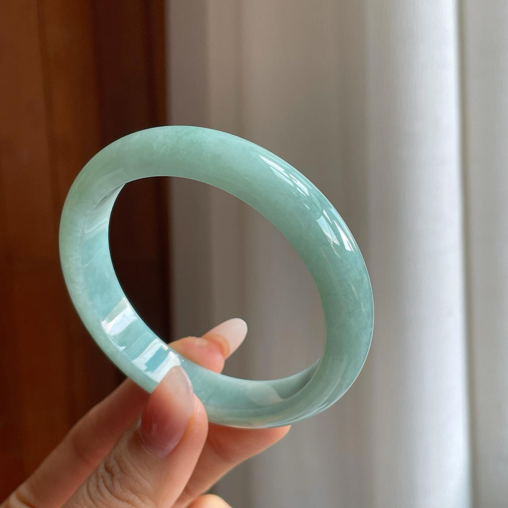 糯冰蓝晴底翡翠平安镯（57mm）（yc310608）