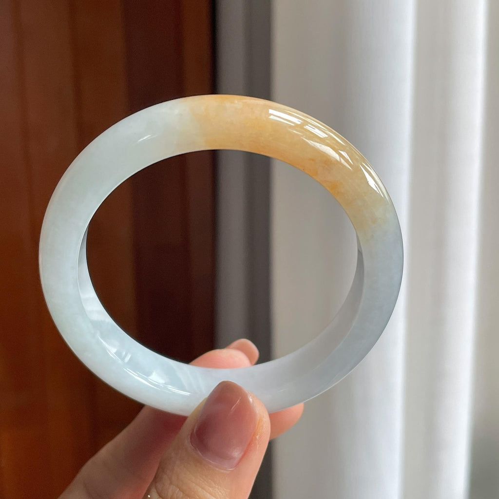 糯冰黄翡翡翠平安镯（55.5mm）（yc286481）