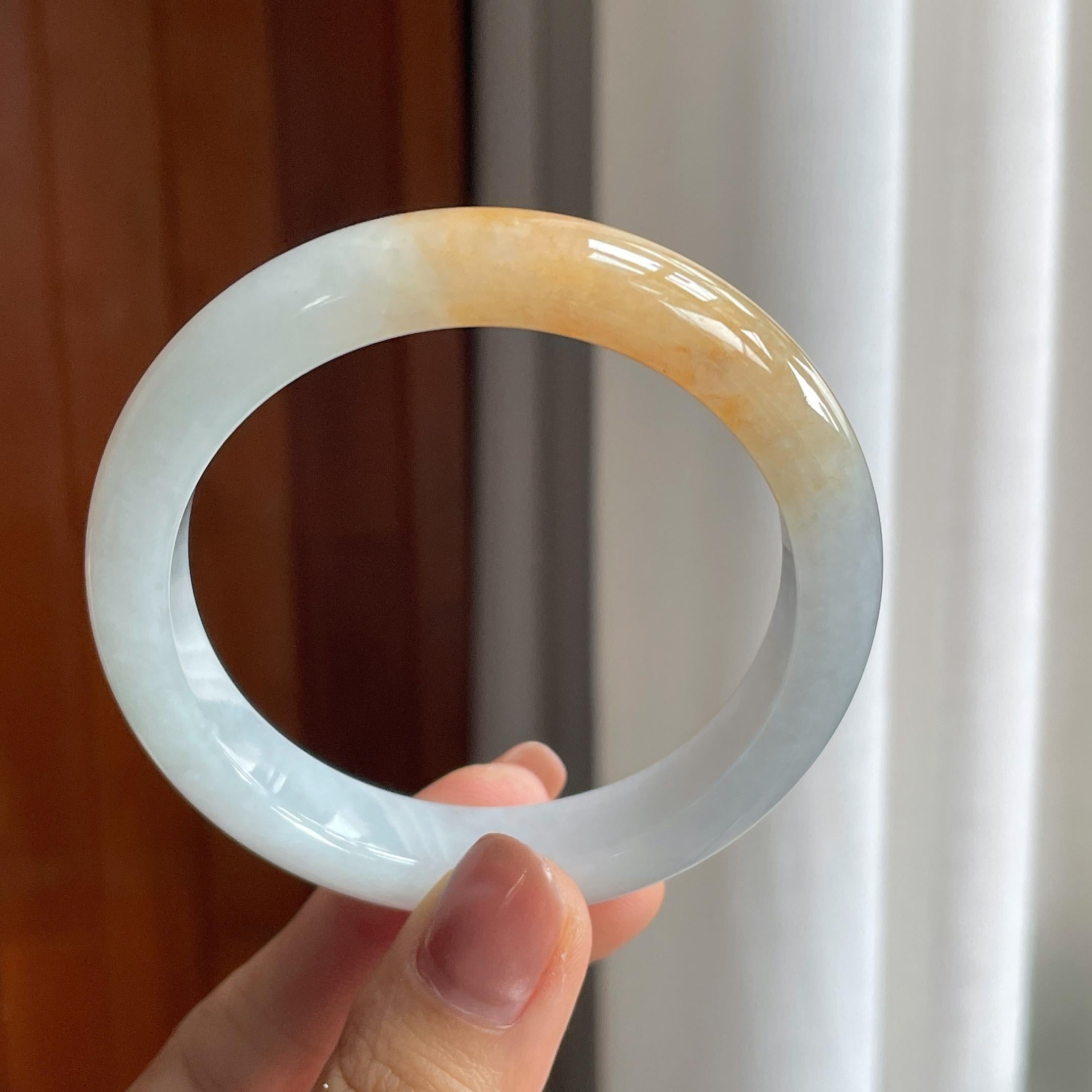糯冰黄翡翡翠平安镯（55.5mm）（yc286481）