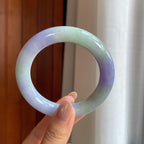 细糯冰紫罗兰翡翠圆条手镯（56.7mm）（yc415363）