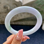 大圈口       细糯种淡紫罗兰飘花圆条手镯58.8圈         天然缅甸A货翡翠（yc433696）
