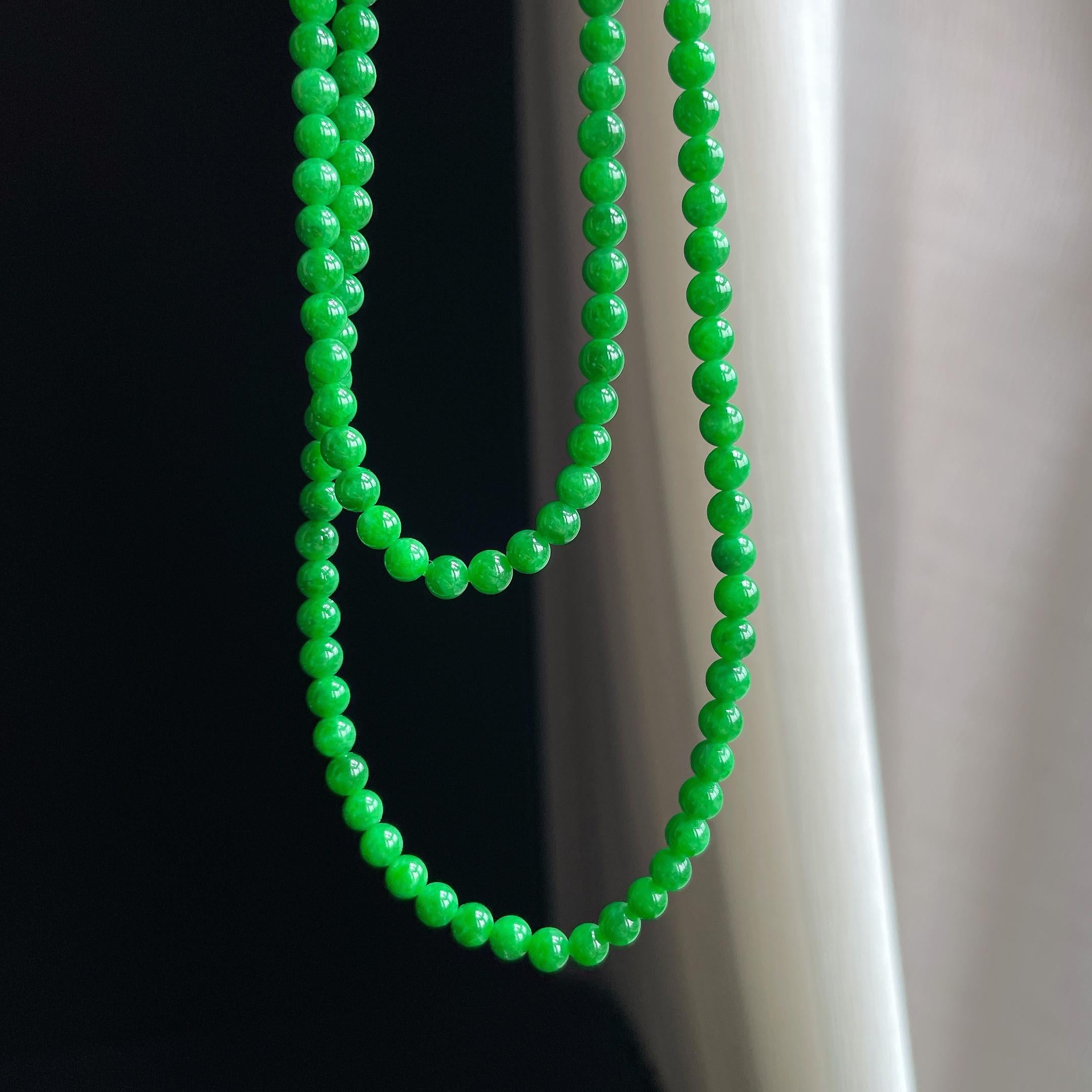 冰种满绿翡翠珠串项链（yc358353）