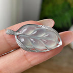18k金镶冰种无色叶子吊坠        天然缅甸A货翡翠（yc433567）