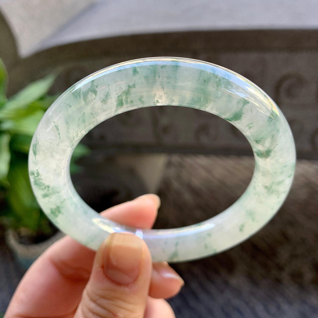 糯冰种飘花圆条手镯（54.7mm）（yc308751）