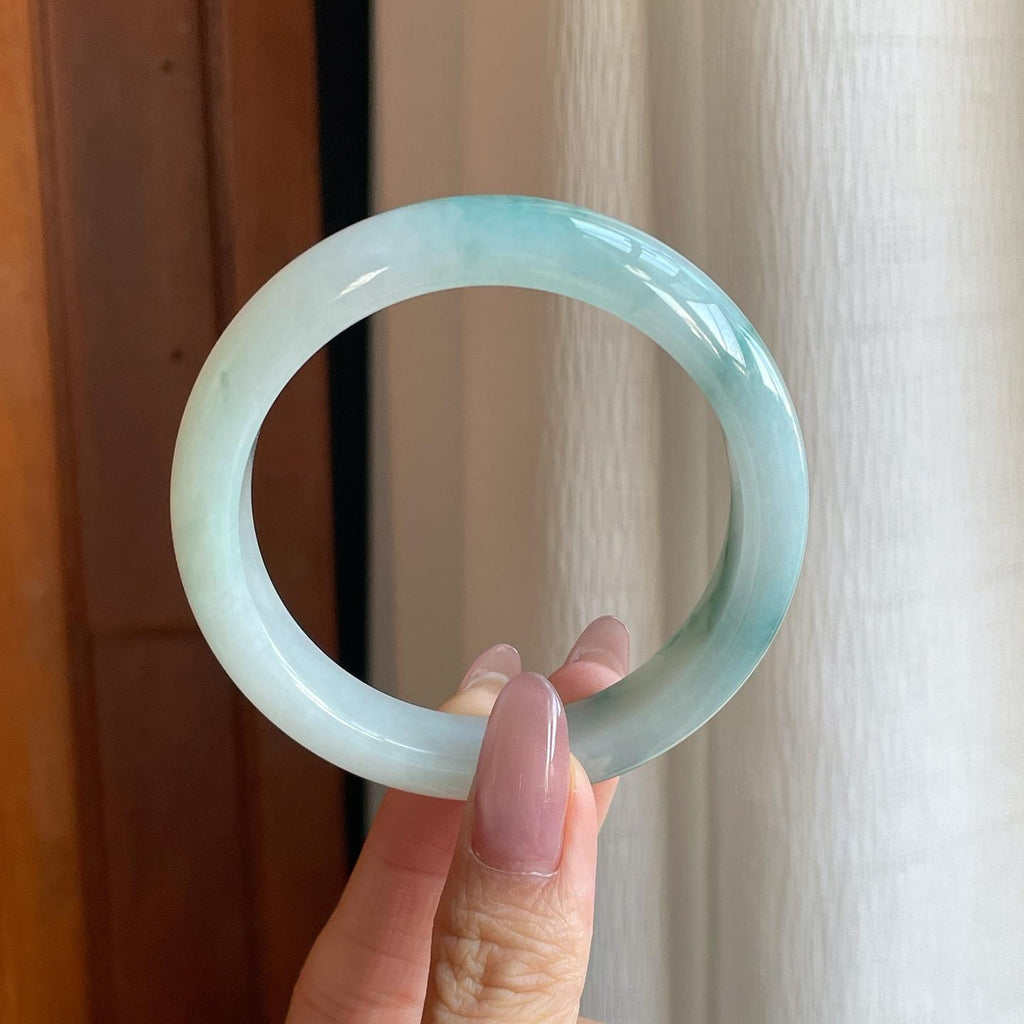 细糯冰飘花翡翠平安镯（56.5mm）（yc289405）