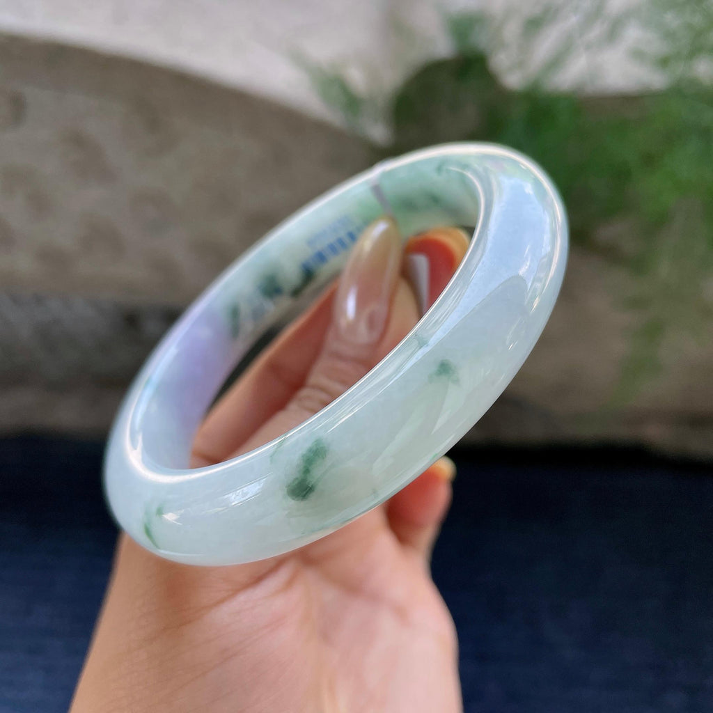 大圈口 细糯种紫罗兰飘花正圈平安镯58圈 天然缅甸A糊哦非常（yc466818）