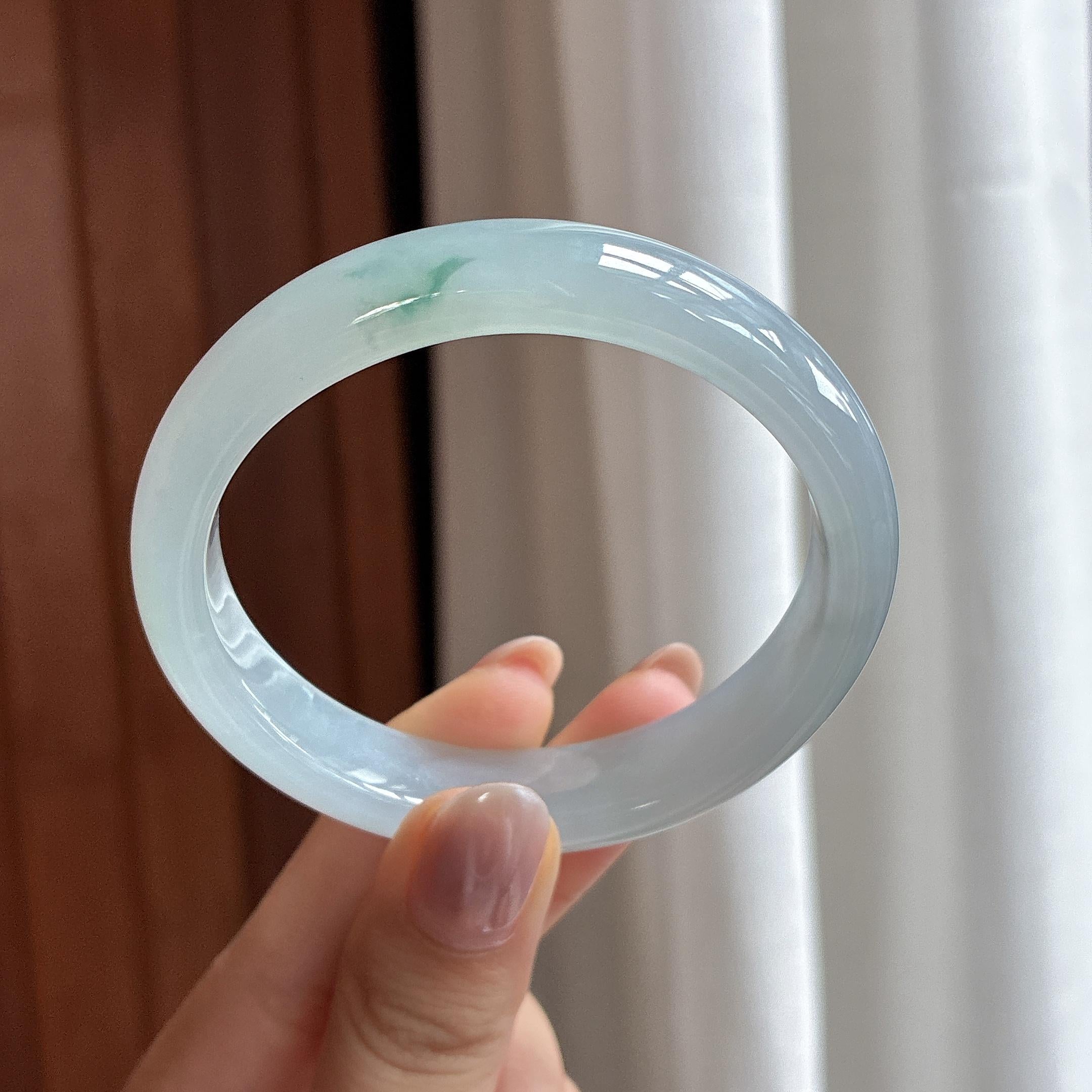 冰种飘花贵妃镯 55圈 天然缅甸A货翡翠（yc525797）