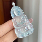 18k金扣冰种带底色翡翠观音（yc193401）