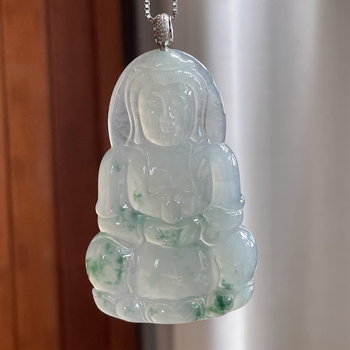 18k金扣冰种飘花观音挂件（yc771908）